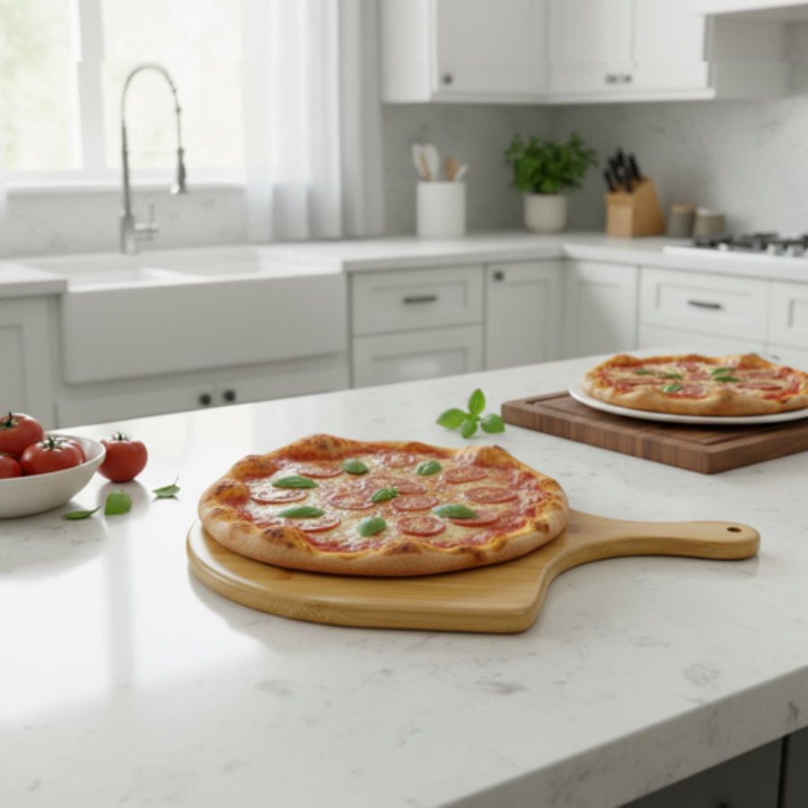 Personalized Bamboo Pizza Board | Engraved Wooden Pizza Serving & Cutting Board | Housewarming Gift