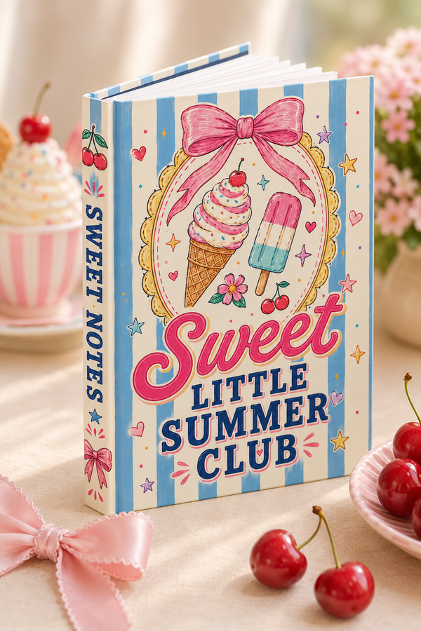 Personalized Sweet Summer Reading Journal for beach reads with blue striped ice cream and popsicle cover