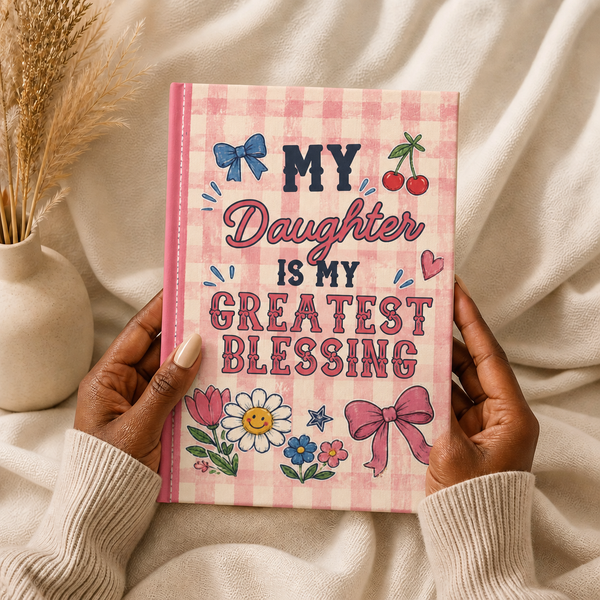 Personalized Daughter Reader Journal with pink gingham coquette cover for book-loving daughters