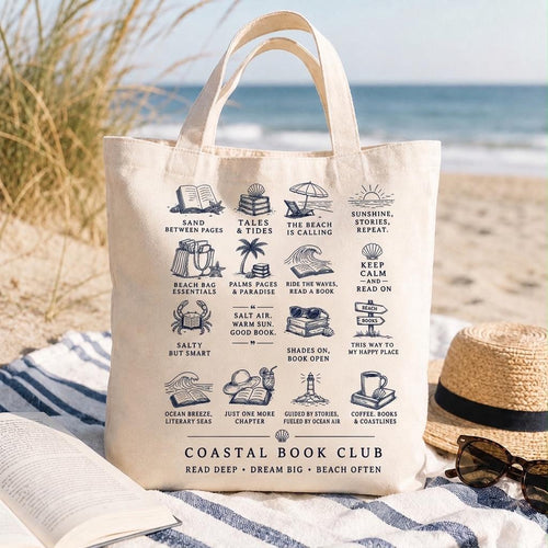 Book Lover Beach Tote Bag beach reading canvas tote — main mockup