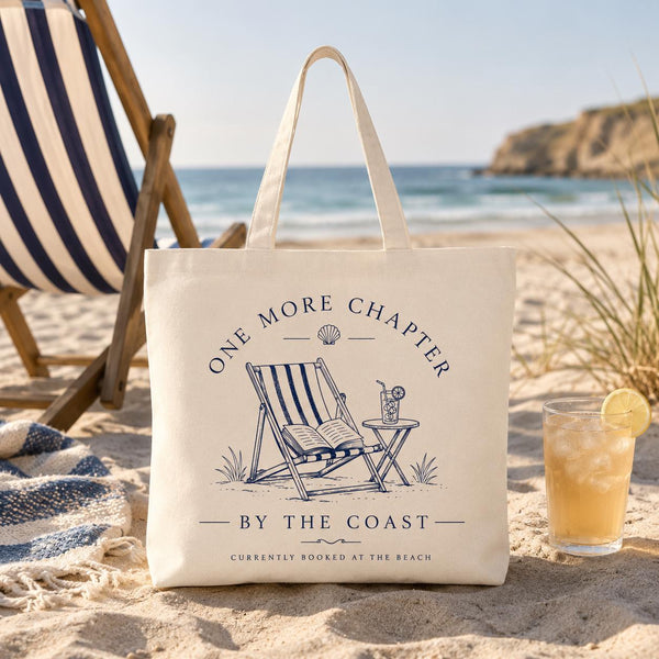 Book Lover Beach Tote Bag beach reading canvas tote — main mockup