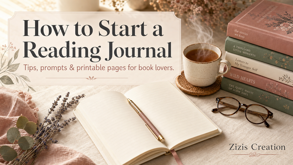 How to Start a Reading Journal — blog post header for ZizisCreation bookish reading life series