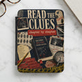 Crime scene themed case with "Read the Clues" title and evidence details.