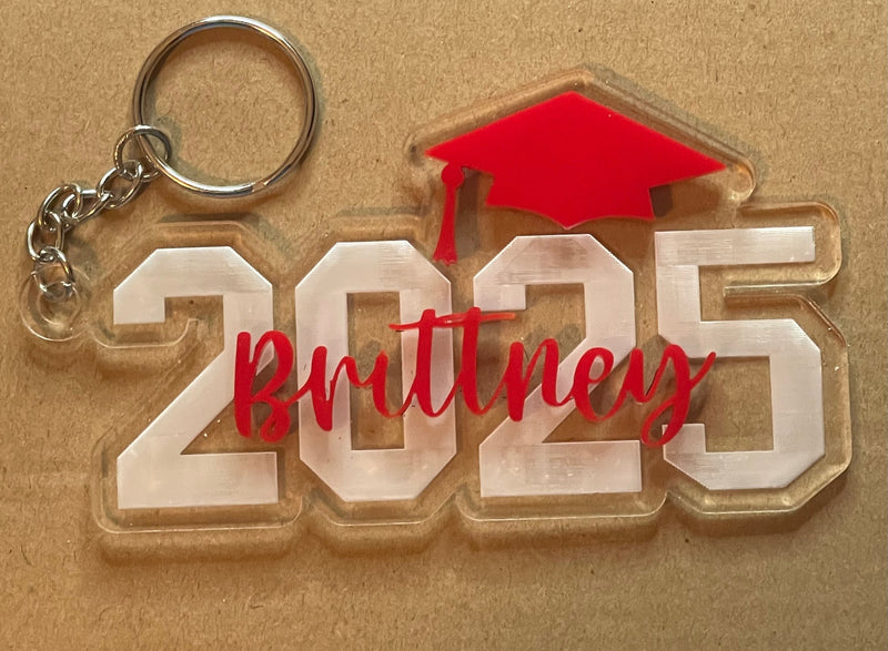 Senior Keychain | Engraved & Layered Graduation Keychain | Custom Class of 2025 Grad Accessory