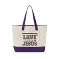 Love Like Jesus zippered canvas tote bag, color option
