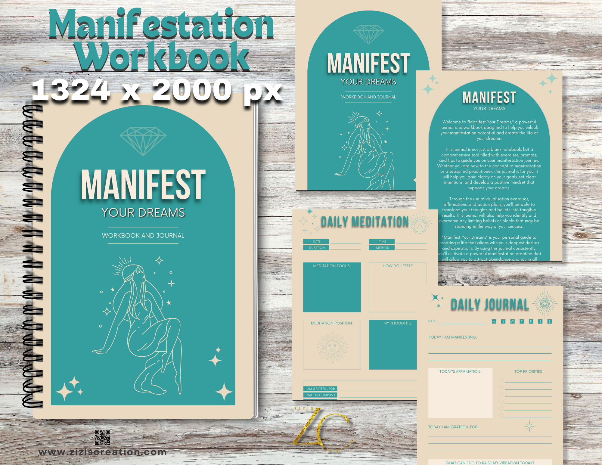 Manifestation Workbook | Templates for Canva | Journal | Editable | Digital download