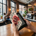 E-reader with "Juicy Creative Reset" cover featuring a pomegranate and text.