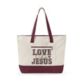 Love Like Jesus zippered canvas tote bag, color option