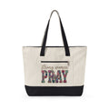 Christian canvas tote bag for women with zipper