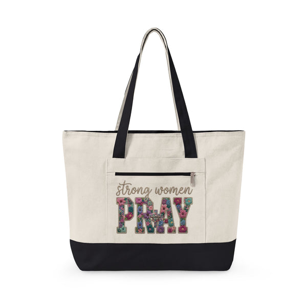 Christian canvas tote bag for women with zipper