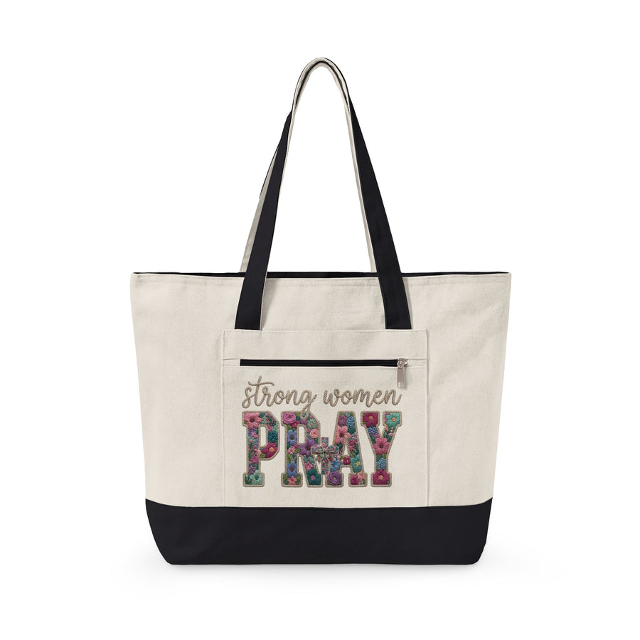 Christian canvas tote bag for women with zipper