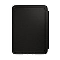 Black textured case with rounded corners and side folio, isolated on white background.
