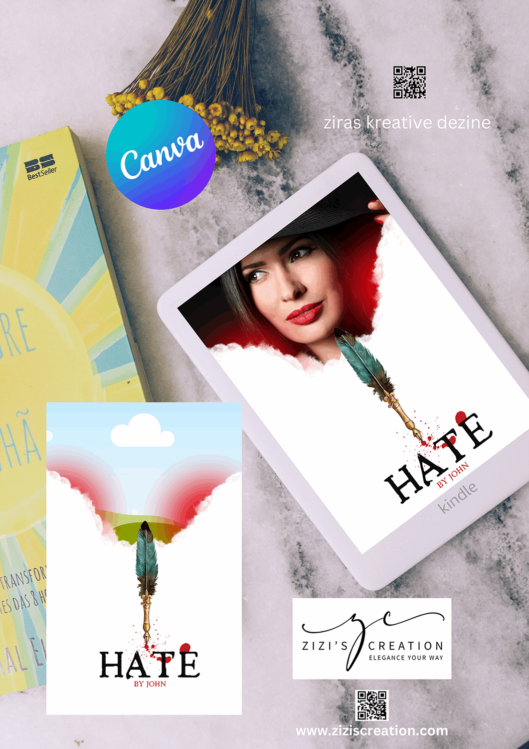 Hate, Creative Canva Cover Frames for EBooks, Journals, Stories & Magazines - Elevate Your Design Game! | Customizable | Canva Edit