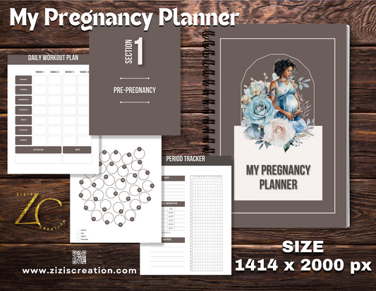 Pregnancy Planner brown | Templates for Canva | Journal | Planner | Editable | Digital download