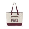 Christian canvas tote bag for women — zippered faith design