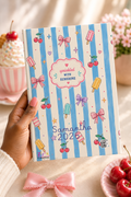 Back of Sweet Little Summer Club keepsake journal with name and year reading sprinkled with sunshine