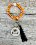 Basketball Wristlet Keychain | Personalized Beaded Wood Charm Keyring | Basketball Mom Gift