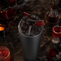 Bloody knife removable magnetic 3D tumbler lid with smoky black resin ice on matte gray tumbler