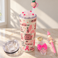 Breast Cancer Warrior Tumbler Gift Set with Pen, Keychain, Topper - full gift set