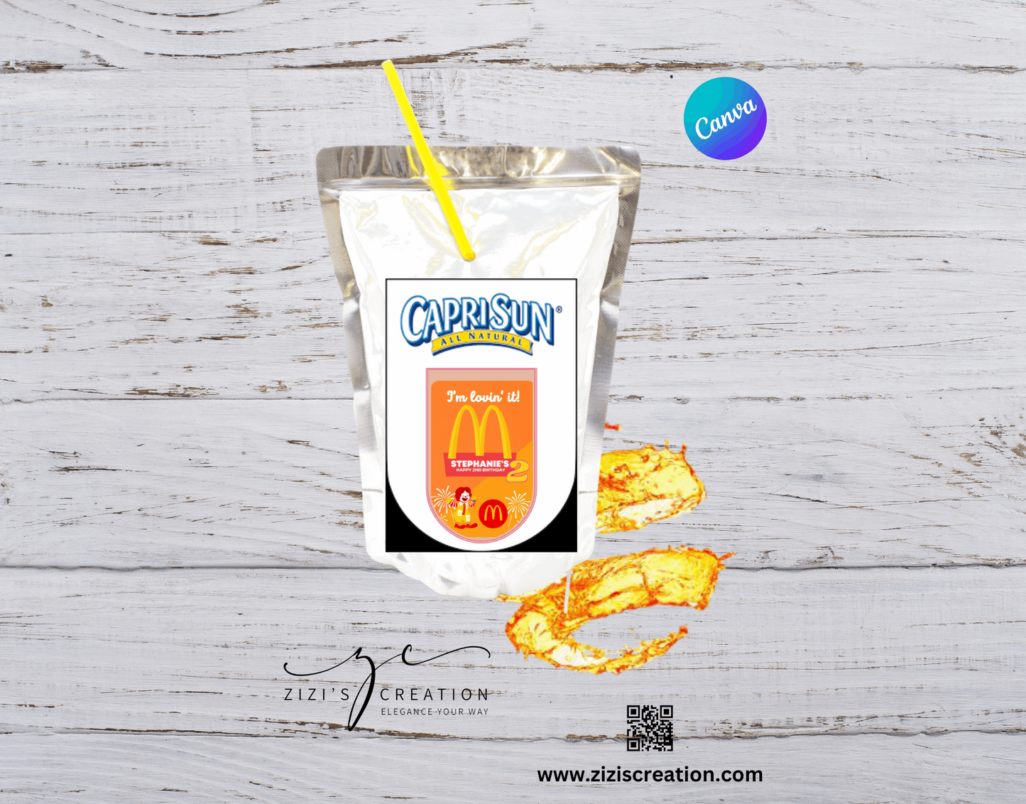 Capri Sun label | Yellow & Red | Unique Personalization | Party-Ready Digital Designs for Kids with Fun-Filled Kids Party Digital Designs