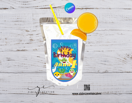 Capri sun labels | Baby Shark | Unique Personalization | Party-Ready Digital Designs for Kids with Fun-Filled Kids Party Digital Designs