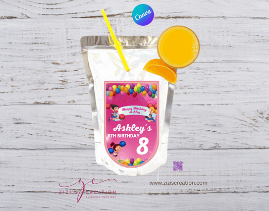 Capri sun labels | Cheerleader | Unique Personalization | Party-Ready Digital Designs for Kids with Fun-Filled Kids Party Digital Designs