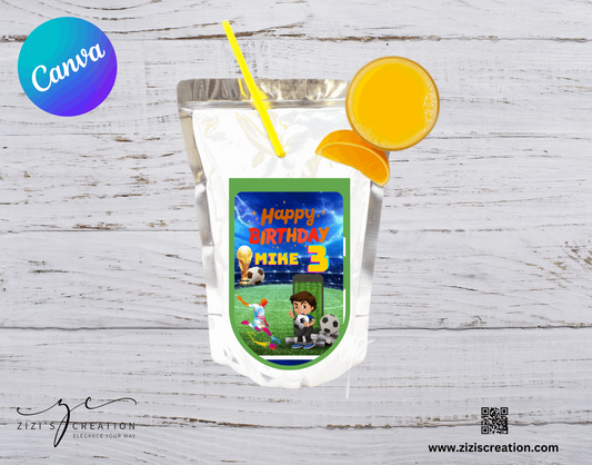 Capri Sun label | Soccer Theme | Unique Personalization | Party-Ready Digital Designs for Kids with Fun-Filled Kids Party Digital Designs