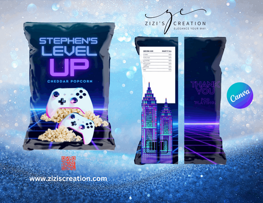 Chips Bag | Gaming Theme | Unique Personalization | Party-Ready Digital Designs for Kids with Fun-Filled Kids Party Digital Designs