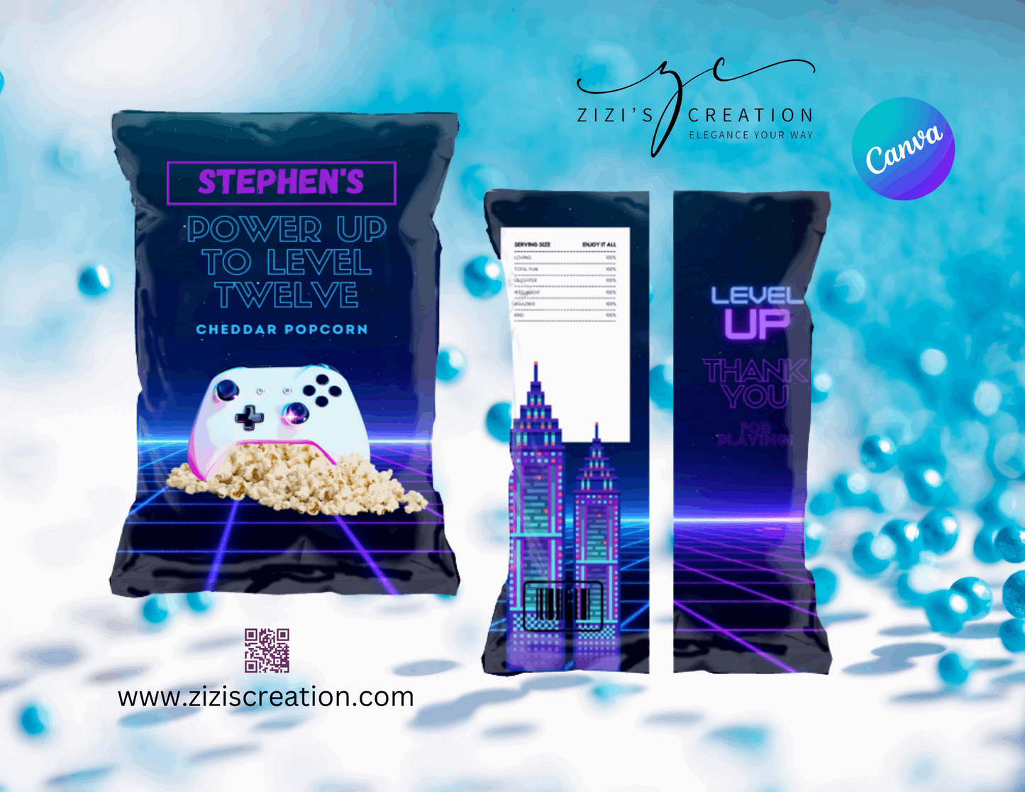 Chips Bag | Gaming Theme | Unique Personalization | Party-Ready Digital Designs for Kids with Fun-Filled Kids Party Digital Designs