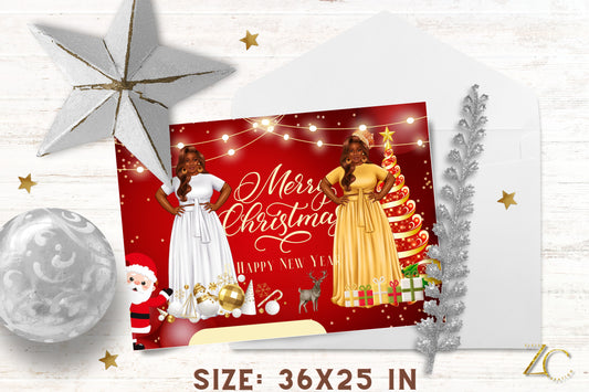 Women Christmas Card | Editable in Canva | Customizable | Digital Download | Printable