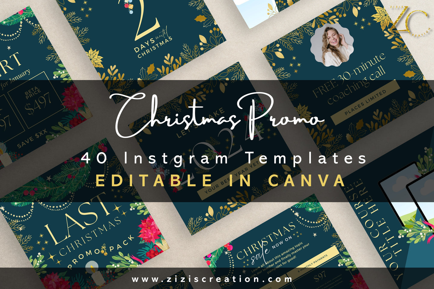 40 Christmas promo Instagram Template with PLR Rights | Editable in Canva | Instagram Posts | Customizable | Digital Download | Printable