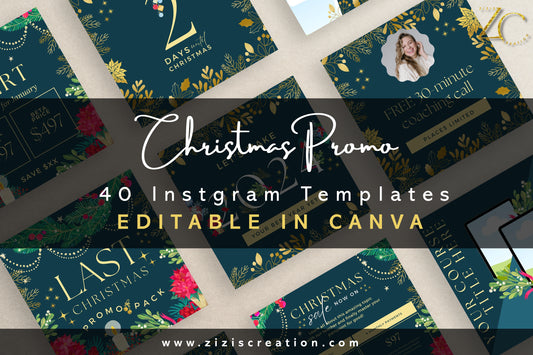 40 Christmas promo Instagram Template with PLR Rights | Editable in Canva | Instagram Posts | Customizable | Digital Download | Printable