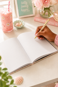 Hardcover coastal summer journal with custom name on front cover