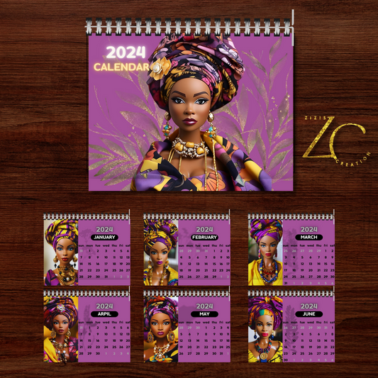 2024 Purple Courage calendar Template | 2024 Calendar Template | Fully Editable Canva Template | Personal-Commercial Use | Bonus Clip Art | Bundle | Digital download