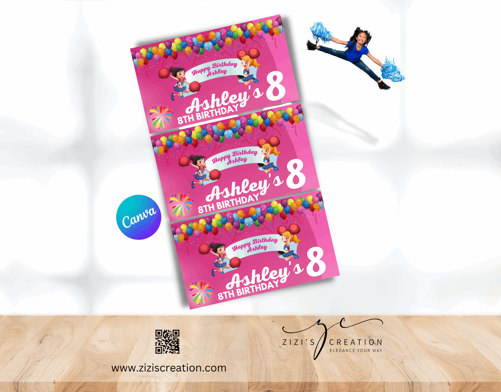 Gable box labels | Cheerleader | Unique Personalization | Party-Ready Digital Designs for Kids with Fun-Filled Kids Party Digital Designs