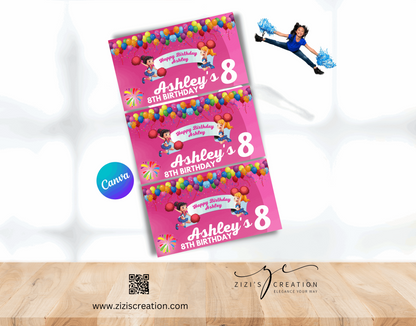 Gable box labels | Cheerleader | Unique Personalization | Party-Ready Digital Designs for Kids with Fun-Filled Kids Party Digital Designs