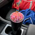 LID ONLY - Pink Gymnast Crystal 3D Tumbler Lid, Removable Magnetic Decorated Cup Lid, Gymnastics Gift, Pink Resin Crystal Drink Topper
