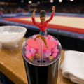 LID ONLY - Pink Gymnast Crystal 3D Tumbler Lid, Removable Magnetic Decorated Cup Lid, Gymnastics Gift, Pink Resin Crystal Drink Topper