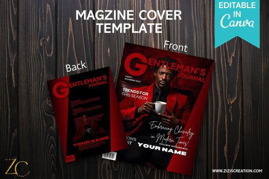 Gentleman | Magazine Cover Template with PLR Rights | Editable in Canva | Digital Magazine Cover | Customizable | Digital Download | Printable