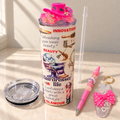 Hairdresser Gift Set: Pink Cowgirl Hat Tumbler, Pen and Keychain - full gift set