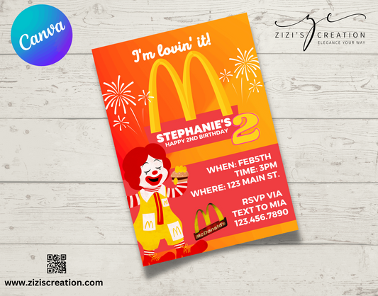 Invitation Card | Yellow & Red | Unique Personalization | Party-Ready Digital Designs for Kids with Fun-Filled Kids Party Digital Designs