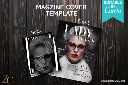 Lady | Magazine Cover Template with PLR Rights | Editable in Canva | Digital Magazine Cover | Customizable | Digital Download | Printable