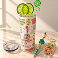 Nurse Gift Set: Lime Daily Affirmations Tumbler, Pen and Keychain - full gift set