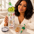Nurse Gift Set: Lime Daily Affirmations Tumbler, Pen and Keychain - held in hand