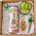 Nurse Gift Set: Lime Daily Affirmations Tumbler, Pen and Keychain - gift boxed