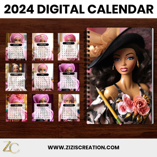 Pink Beauty | 2024 Calendar Template - Fully Editable Canva Template | Personal-Commercial Use | Bonus Clip Art | Bundle | Digital download