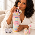 Pastel Positivity Candy Tumbler Gift Set with Pen and Keychain - lifestyle view