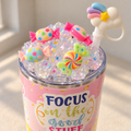 Pastel Positivity Candy Tumbler Gift Set with Pen and Keychain - lid detail