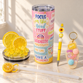 Pastel Positivity Lemon Tumbler Gift Set with Pen and Keychain - lid options