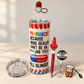 Funny Pharmacist Tumbler Gift Set with Badge Reel, Pen, Straw Covers - full gift set
